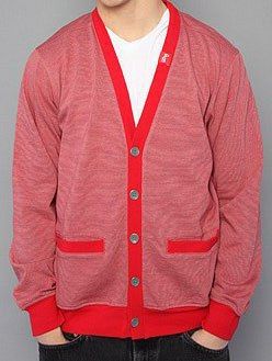 LRG The Core Collection Striped Cardigan in Red