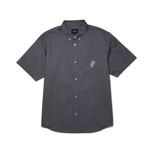 HUF SP25 Icarus Oxford shirt washed black HUF SP25 Icarus Oxford shirt washed black