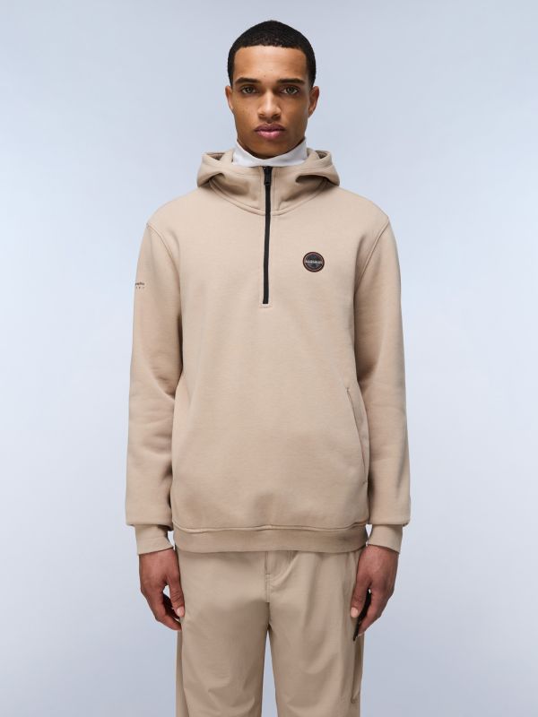 Napapijri Badge white hoodie beige rocky Napapijri Badge white hoodie beige rocky
