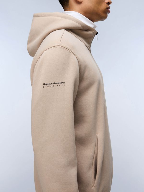 Napapijri Badge white hoodie beige rocky