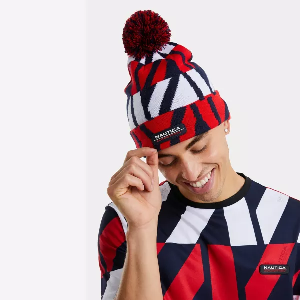 Шапка Nautica Pom pom beanie dark navy