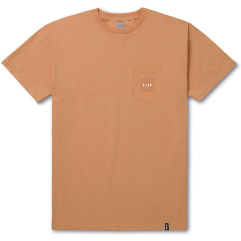 Футболка HUF SP18 Box Logo pocket tee woven lab peach Футболка HUF SP18 Box Logo pocket tee woven lab peach