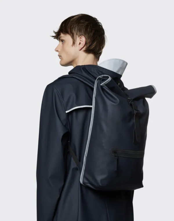 Backpack Rains Rolltop Rucksack Navy Reflective