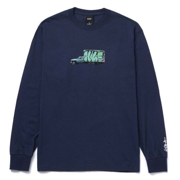 Longsleeve HUF HO21 Reimo box navy Longsleeve HUF HO21 Reimo box navy