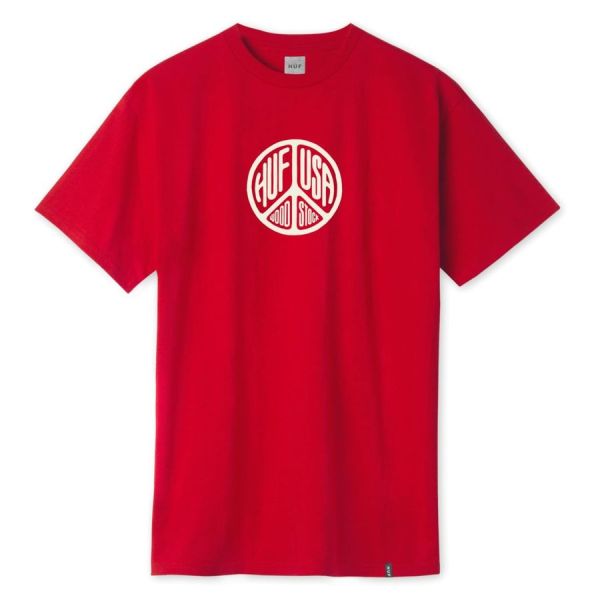 HUF FA19 Woodstock staff tee red HUF FA19 Woodstock staff tee red